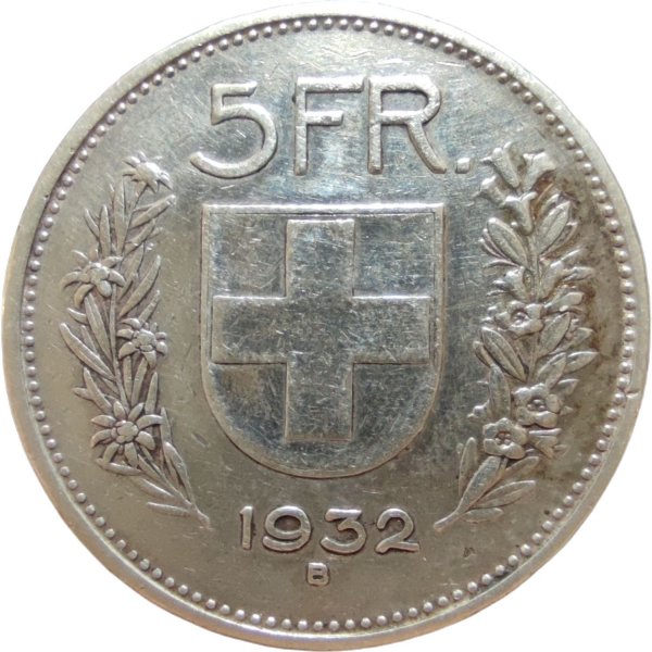 1932 İSVİÇRE 5 FRANK ÇÇT