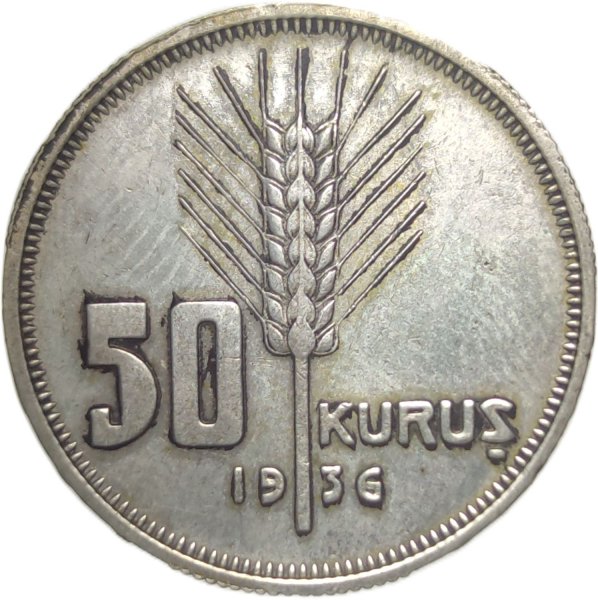 1936 TÜRKİYE CUMHURİYETİ 50 KURUŞ ÇA