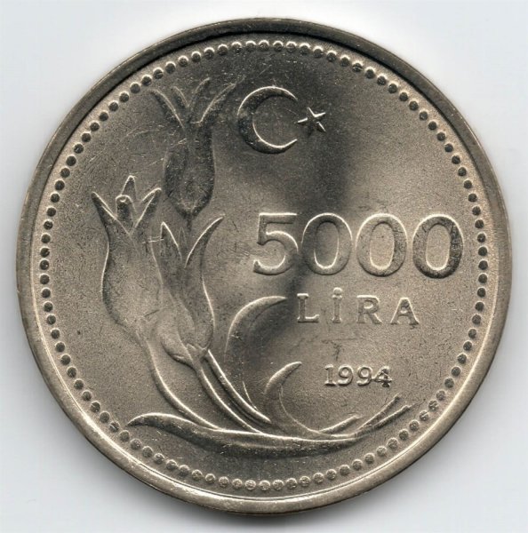 5.000 Lira (1994) ÇİL Eski Madeni Para