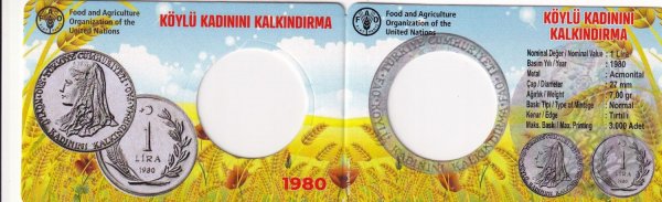 1980 YILI 1 TL FAO KÖYLÜ KADININI KALKINDIRMA TEKLİ ÖZEL KİT