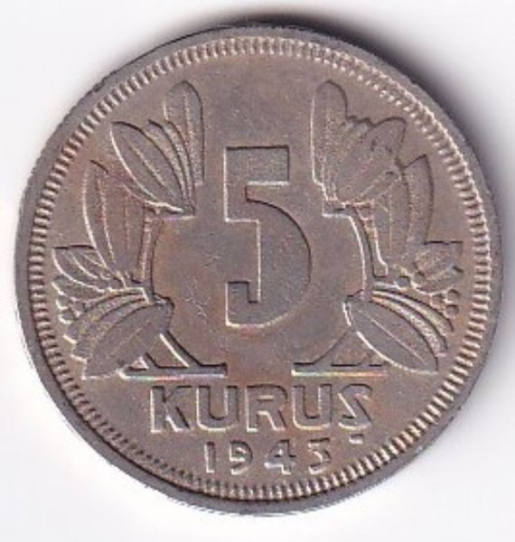 1943 5 KURUŞ ÇİL ALTI+