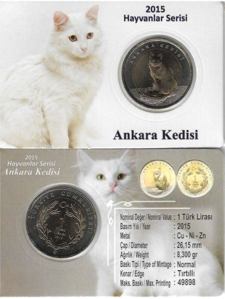 2015 YILI ANKARA KEDİSİ DARPHANE HATIRA BİMETAL ÇİL ÖZEL RENKLİ KAPAMASINDA