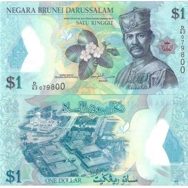 BRUNEİ 2019 YILI 1 DOLAR YABANCI KAĞIT PARA ÇİL (UNC) KOLEKSİYON PARA