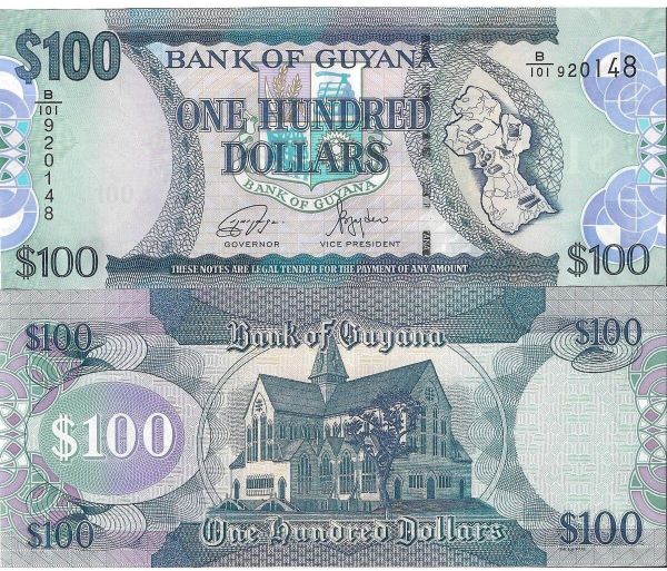 GUYANA 100 DOLAR YABANCI KAĞIT PARA ÇİL (UNC) KOLEKSİYON PARA