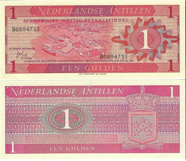 HOLLANDA ANTİLLERİ 1 GULDEN YABANCI KAĞIT PARA ÇİL (UNC) KOLEKSİYON PARA