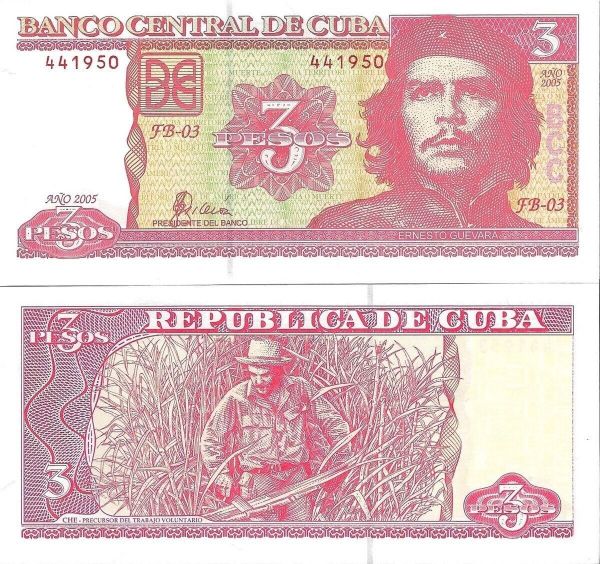 KÜBA 2005 YILI 3 PESOS YABANCI KAĞIT PARA ÇİL (UNC) KOLEKSİYON PARA