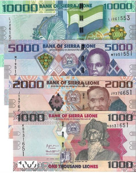 SİERRA LEONES 2021 YILI 1000/2000/5000/10000 LEONES YABANCI KAĞIT PARA SET ÇİL (UNC) KOLEKSİYON PARA