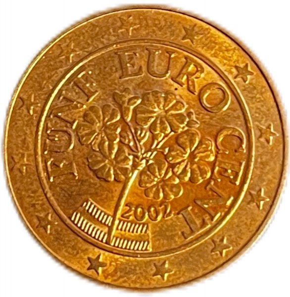 2002 AVUSTURYA 5 EURO CENT PARASI BAKIR ÇİL