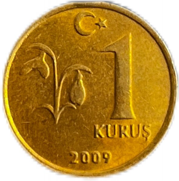 2009 TÜRKİYE CUMHURİYETİ 1 KURUŞ PİRİNÇ ÇİL+