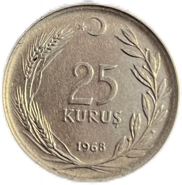 1963 TÜRKİYE CUMHURİYETİ 25 KURUŞ AKMONİTAL ÇA