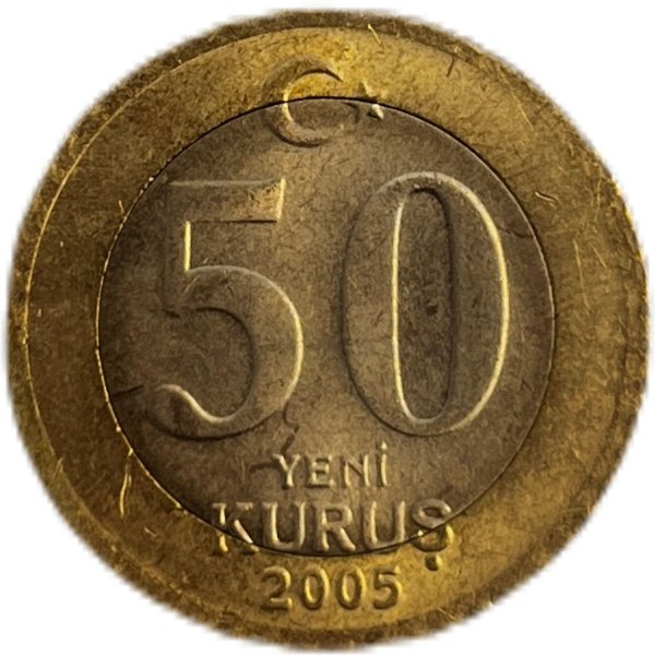 2005 TÜRKİYE CUMHURİYETİ 50 YENİ KURUŞ NİKEL ÇİL+