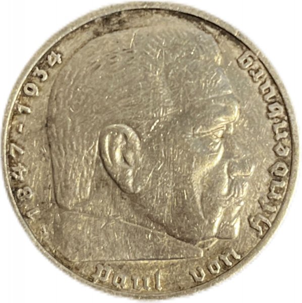 1935 ALMANYA 5 REICHSMARK GÜMÜŞ ÇÇT+