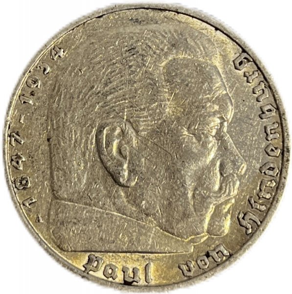 1936 ALMANYA 5 REICHSMARK GÜMÜŞ ÇA