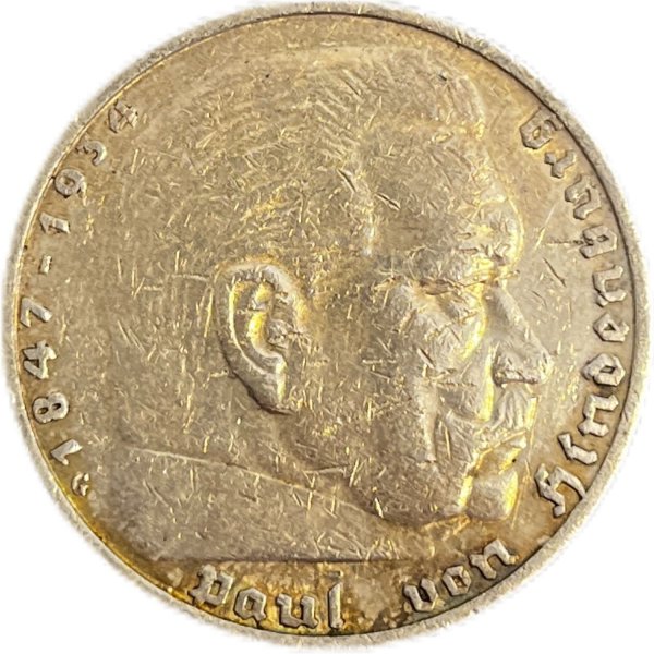 1936 ALMANYA 5 REICHSMARK GÜMÜŞ ÇÇT+