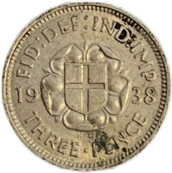 1938  BİRLEŞİK KRALLIK 3 PENCE GÜMÜŞ ÇİL+