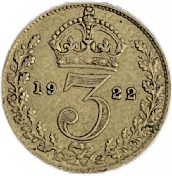 1922  BİRLEŞİK KRALLIK 3 PENCE GÜMÜŞ ÇÇT+