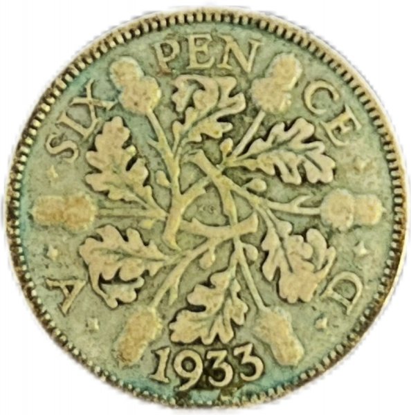 1933 İNGİLTERE 6 PENCE GÜMÜŞ ÇT+