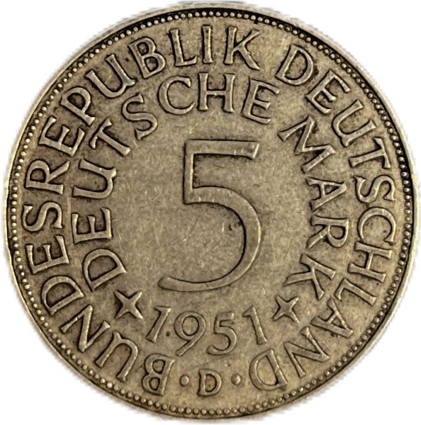 1951 ALMANYA 5 MARK GÜMÜŞ ÇÇT